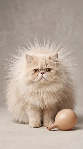 Fluffy Cream Cat With Static Fur
