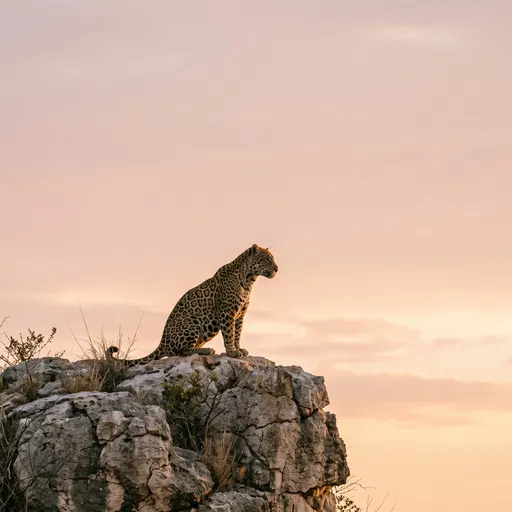 Jaguar on Rocky Outcrop at Sunset