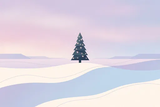Minimalist Pastel Winter Tree Landscape Illustration