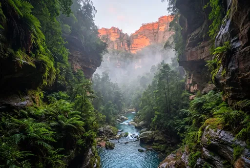 Misty Canyon Gorge at Sunrise