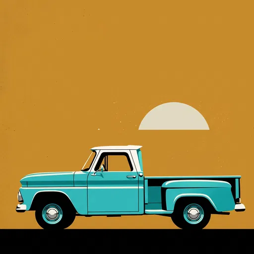 Vintage Turquoise Stepside Pickup Illustration