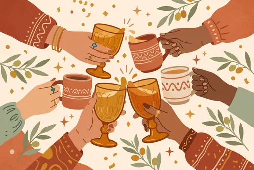 Diverse Hands Clinking Goblets and Mugs