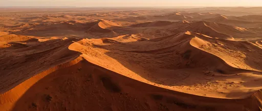 Golden Hour Red Desert Dunes Panorama