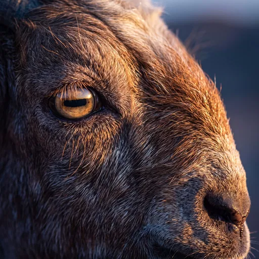 Macro Close-Up of Goat in Golden Hour