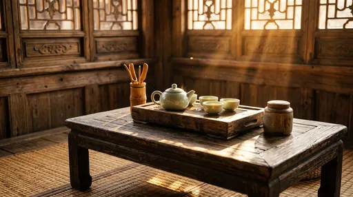 Traditional Chinese Tea Set in Sunlight
