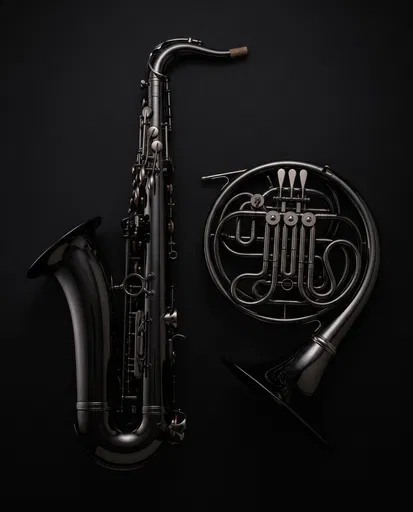 Glossy Black Saxophone and French Horn