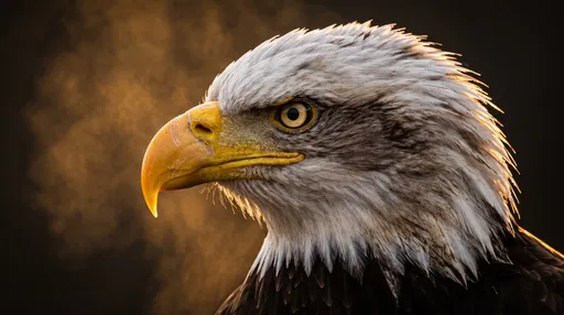 Backlit Bald Eagle Profile Portrait