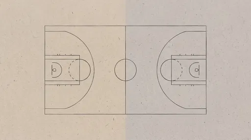 Minimalist Basketball Court Line Drawing