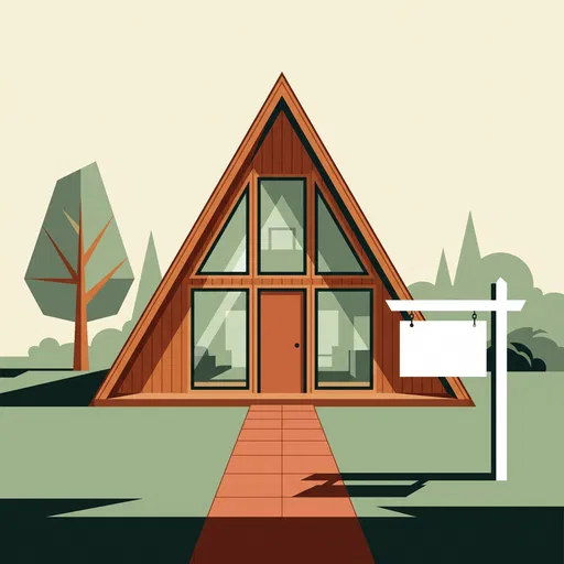 Minimalist A-Frame House With Yard Sign
