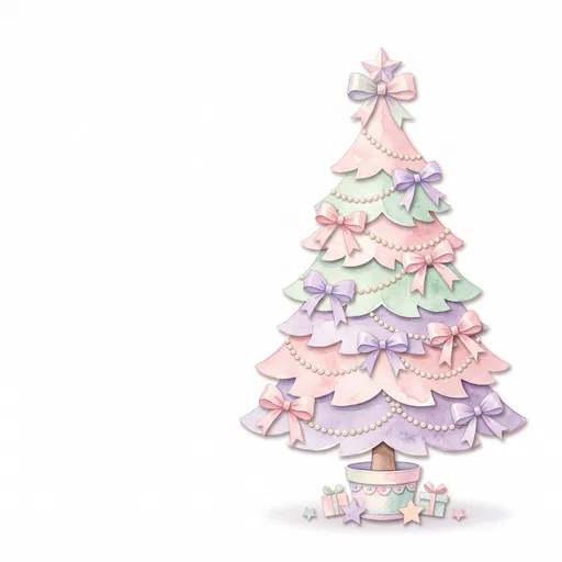 Pastel Watercolor Christmas Tree Illustration