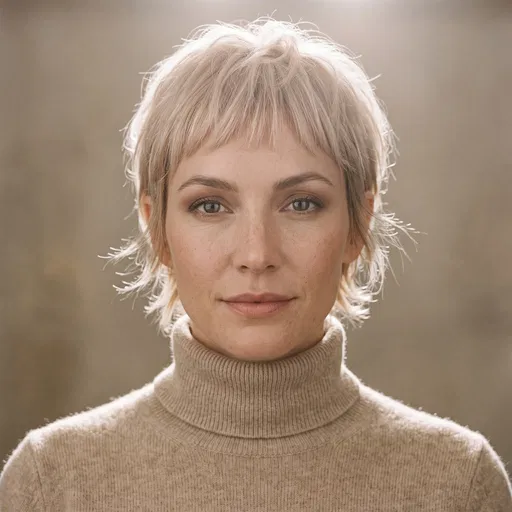 Portrait of Woman with Blonde Pixie Cut