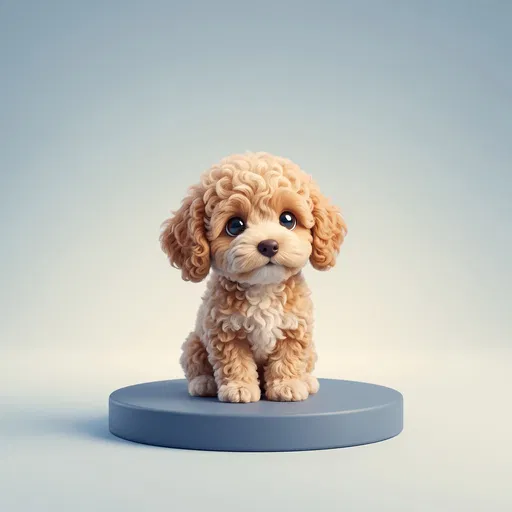Cute 3D Goldendoodle Puppy on Plinth