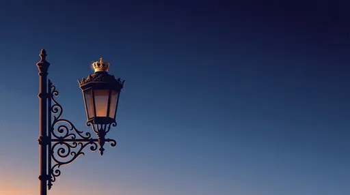 Ornate Street Lantern With Crown At Twilight