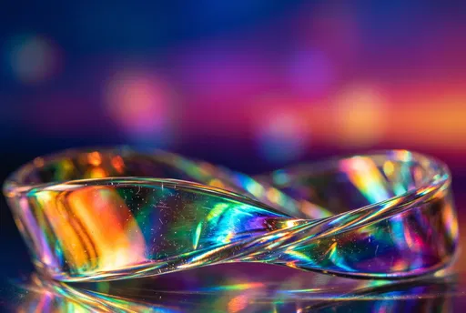 Iridescent Glass Mobius Ribbon Macro