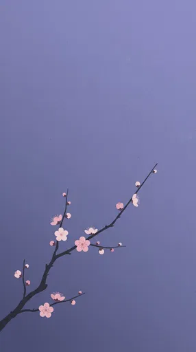 Minimalist Pink Plum Blossom Branch Illustration