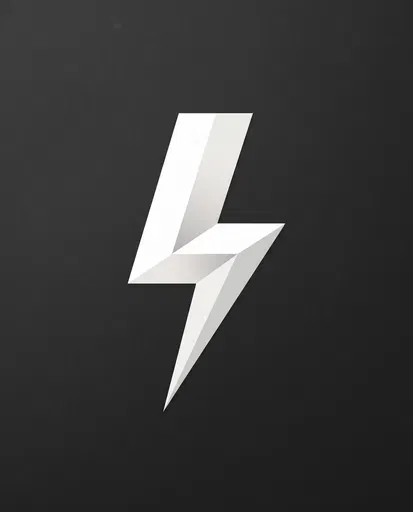 Minimalist White Geometric Lightning Bolt