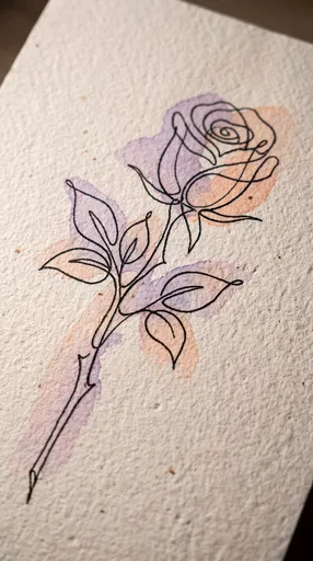 Minimalist Line Art Rose on Paper
