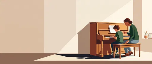 Piano Tutor Teaching Young Student Illustration