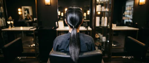 Sleek Black Low Ponytail in Salon