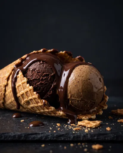 Chocolate and Espresso Gelato in Waffle Cone