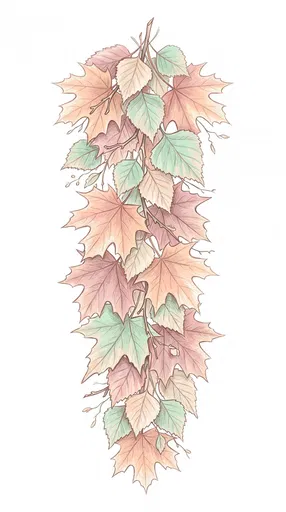 Pastel Autumn Leaves Cascading Garland Illustration