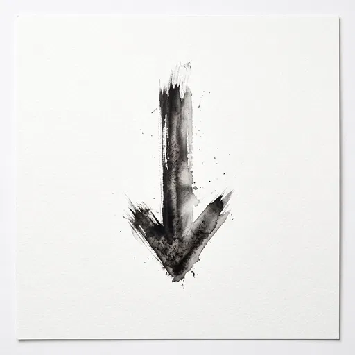 Black Ink Brushstroke Downward Arrow