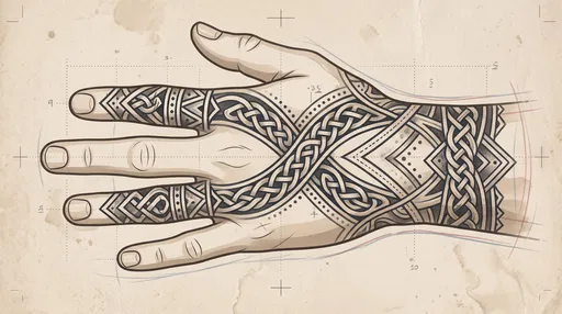 Nordic Knotwork Hand Tattoo Diagram