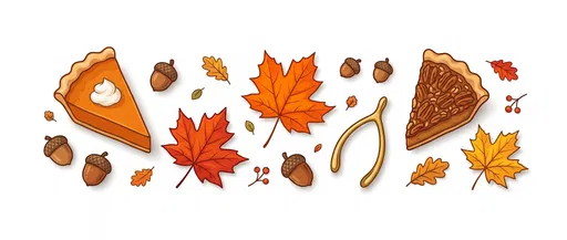 Thanksgiving Pie and Autumn Leaves Clipart