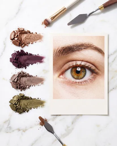 Hazel Eye Makeup Swatches Flat-Lay