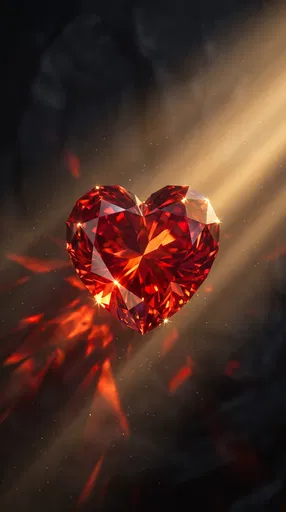 Glowing Faceted Ruby Heart Gemstone