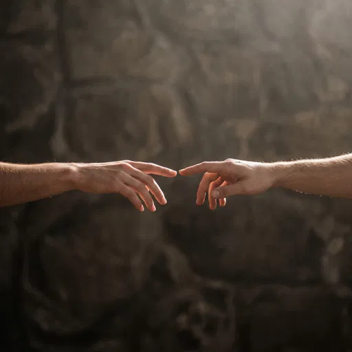 Two Hands Reaching Nearly Touching
