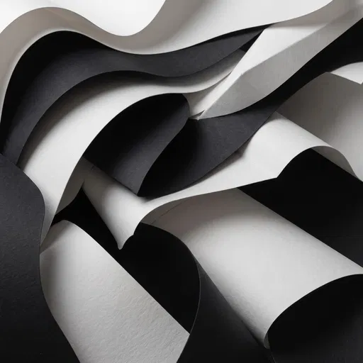 Abstract Black and White Paper Waves