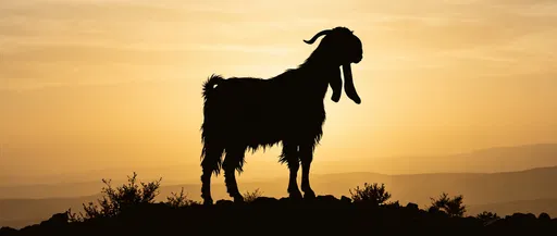 Damascus Goat Silhouette on Golden Sunset Ridge
