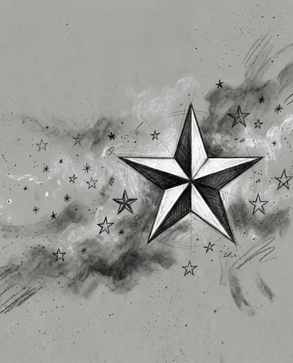Charcoal and Chalk Nautical Star Drawing
