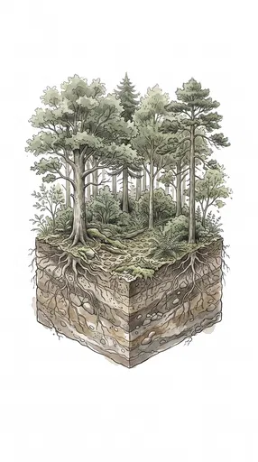 Isometric Forest Cross-Section Watercolor Illustration