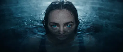 Woman With Blue Eyes Emerging From Water