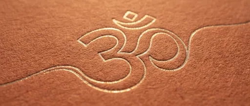 Gold Foil Om Symbol on Terracotta Paper