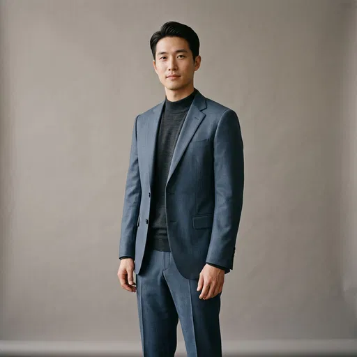Studio Portrait of Man in Blue Suit