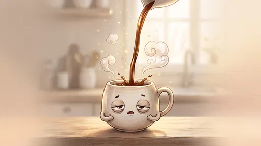 Sleepy Cartoon Coffee Mug Waking Up