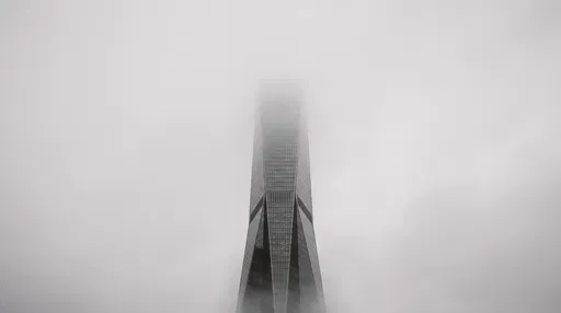 Minimalist Modern Skyscraper in Fog
