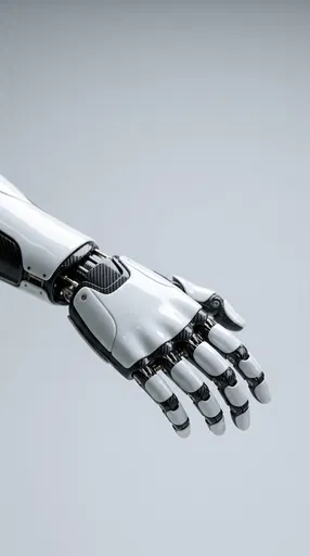Futuristic White and Carbon Fiber Robotic Hand