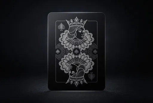 Matte Black Queen of Spades Card