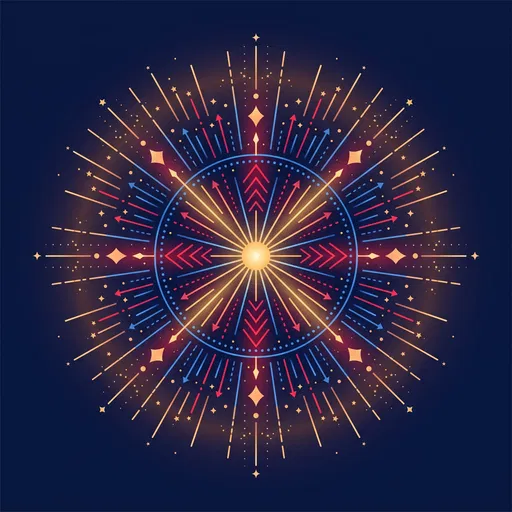 Stylized Geometric Firework Burst Illustration