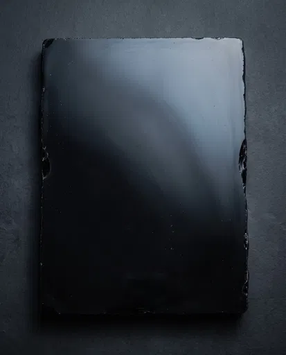 Polished Black Obsidian Slab Flat Lay
