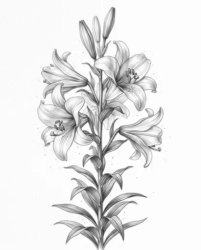 Graphite Pencil Drawing of Madonna Lily