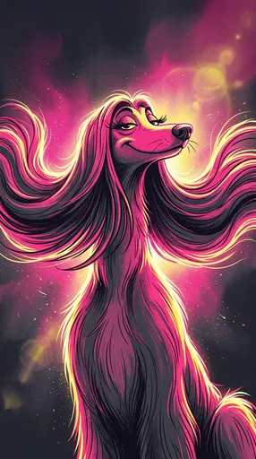 Glamorous Cartoon Afghan Hound Illustration
