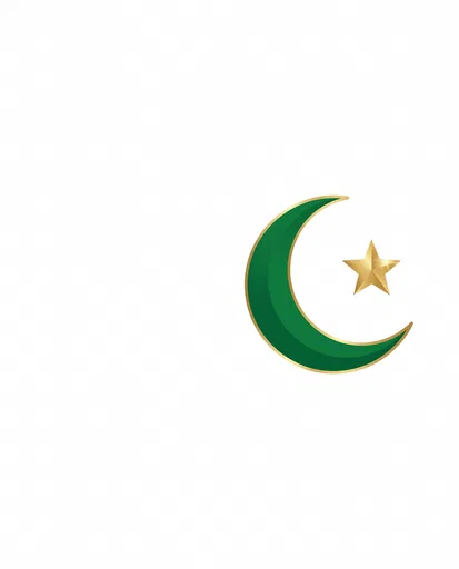 Green and Gold Crescent Moon Star Icon