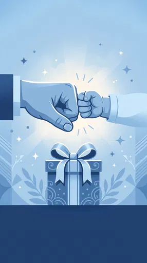 Father and Baby Fist Bump Over Gift
