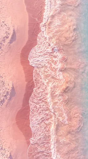 Aerial View of Pastel Pink Sand Beach