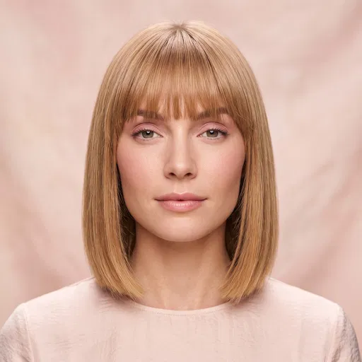 Woman With Blonde Bob Haircut Portrait
